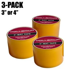 Dollamur Clear Wrestling Mat Tape – 3-Pack (3" or 4" x 84') | High-quality vinyl mat tape for securing roll-out wrestling and gym mats. Provides a strong, reliable hold to eliminate gaps during training and competition. Ideal for temporary and non-permane