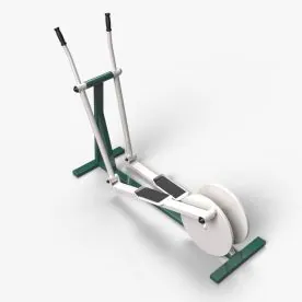 Green TriActive USA Elliptical Cross-Trainer with Dual Foot Pedals and Upright Moving Handles