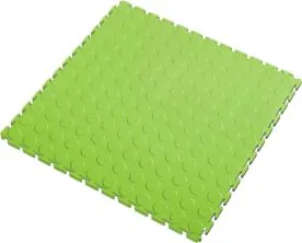 Evertile Lock-Tile Interlocking PVC Coin Top Flooring Tile in Neon Green with Raised Circular Texture and Puzzle-Style Interlocking Edges