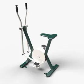 TriActive USA Green Outdoor Exercise Bike, Featuring a Weather-Resistant Steel Frame and Upright Pedal Design for Commercial Outdoor Fitness Areas