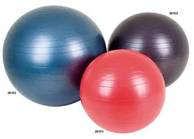 55cm Red, 65cm Dark Purple, and 75cm Dark Blue Aeromat Color-Coded Fitness Balls for Core Training, Balance Exercises, and Rehabilitation