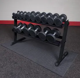 2-Tier Horizontal Hex Dumbbell Rack | Body-Solid (GDR60B) shown with optional round dumbbells.