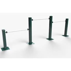 Green TriActive USA Multi-Bars Outdoor Fitness Station Featuring Three Horizontal Bars Mounted at Staggered Heights Between Four Upright Posts