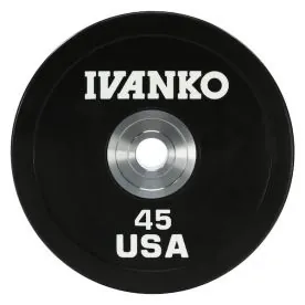 Heavy-Duty Virgin Rubber Encased Olympic Bumper Plates for Weightlifting | Ivanko (OBPX)