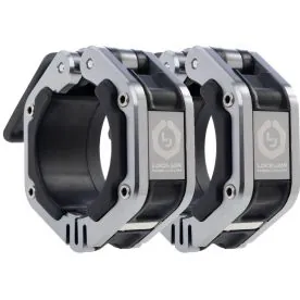 Lock-Jaw Flex Metal Collars with Magnets | Lock-Jaw (FLEX) Close-Up of Grey FLEX Metal Collars with a Durable Magnet Storage Feature for Gym and Home Use