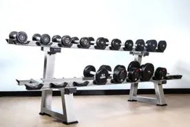 Muscle D Fitness 10-Pair Two Tier Dumbbell Rack with Saddles - ST-DBR-2