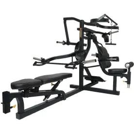 Black Powertec WB-MS Multi-Station Home Gym, Showcasing its Leverage-Based Design for Full-Body Strength Training