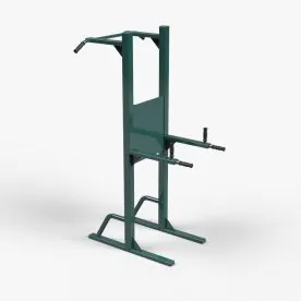 TriActive USA Pull-Up and Dip Station in Green, Featuring Dual Pull-Up Bars, Angled Dip Bars, and a Sturdy Weather-Resistant Steel Frame Designed for Outdoor Fitness Use