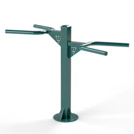 TriActive USA Double Dip Station in Green, Featuring Dual Dip Bars and a Heavy-Duty Powder-Coated Steel Frame for Outdoor Fitness Use