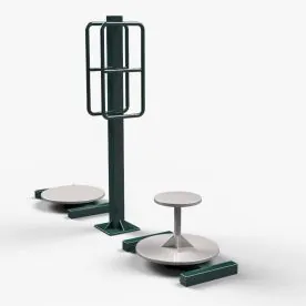 TriActive USA Two Person Rotator in Green, Showing Dual Rotating Platforms and Central Support Column Designed for Partner Twisting and Flexibility Exercises
