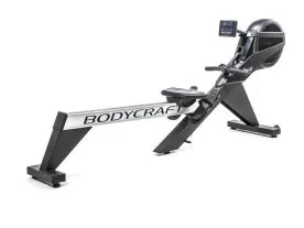 BodyCraft VR500 Pro Air and Magnetic Resistance Rowing Machine, Showcasing its Ergonomic Design and Durable Aluminum Mono-Rail Construction