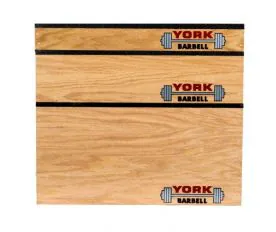 Three-Piece York Wood Plyo Box Set Stacked in 3-Inch, 6-Inch, and 12-Inch Configuration
