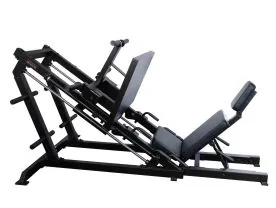 York Barbell Heavy-Duty Black Leg Press Machine with 35-Degree Sled, Adjustable Seat, and Integrated Weight Storage