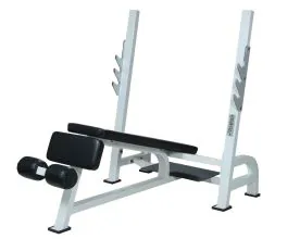 York Olympic Decline Weightlifting Bench in White Frame with Black Upholstery
