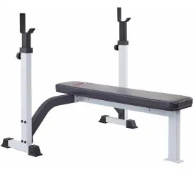York Barbell 48006 Flat Olympic Bench Press with Adjustable Telescoping Uprights and Wide Steel Base