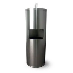 Stainless Steel Freestanding Gym Wipe Dispenser with Front Access and Top Dispensing Lid