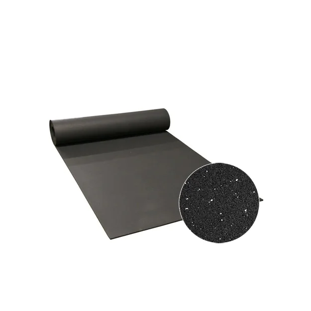 Rolled Rubber Gym Flooring made from recycled rubber harvested from car and truck tires.