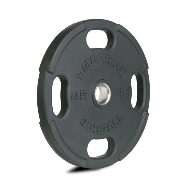 Rubber Coated Olympic Plates with 4 Slot Grip | American Barbell (OPAB4)