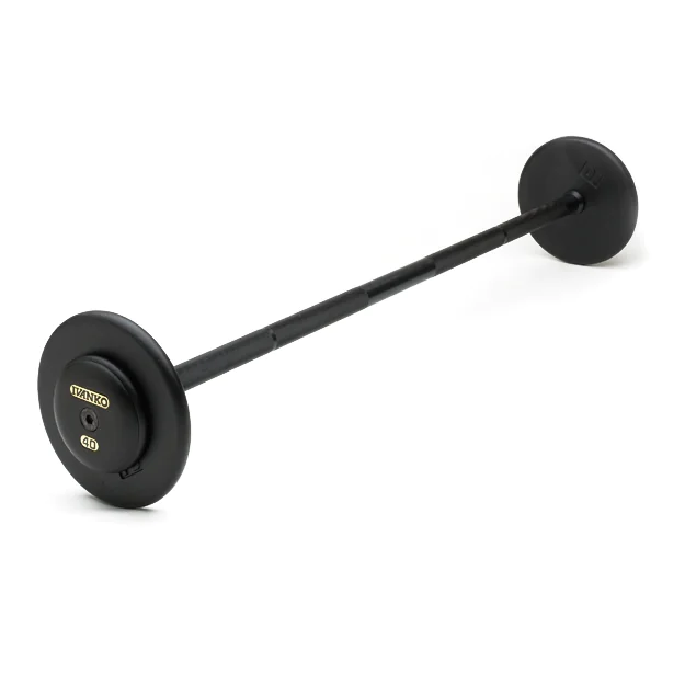 Pro-Style Economy Black Cast Iron Fixed Barbell Set - 20-110 lbs. Straight Bars or EZ-Curl Bars | Ivanko (SBH/R2B/EP1.25B)
