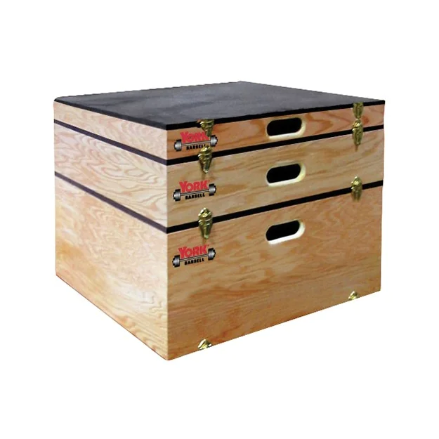 York Barbell Wood Plyo Box and Step Up Box Combo Stack with carry handles