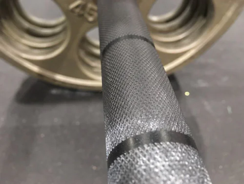 Olympic bar loaded for deadlifting