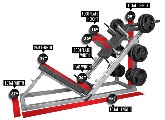 Legend Fitness 3224 leg press hack squat dimensions