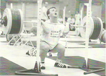Olympic weightlifting champion Naim Suleymanoglu front squatting