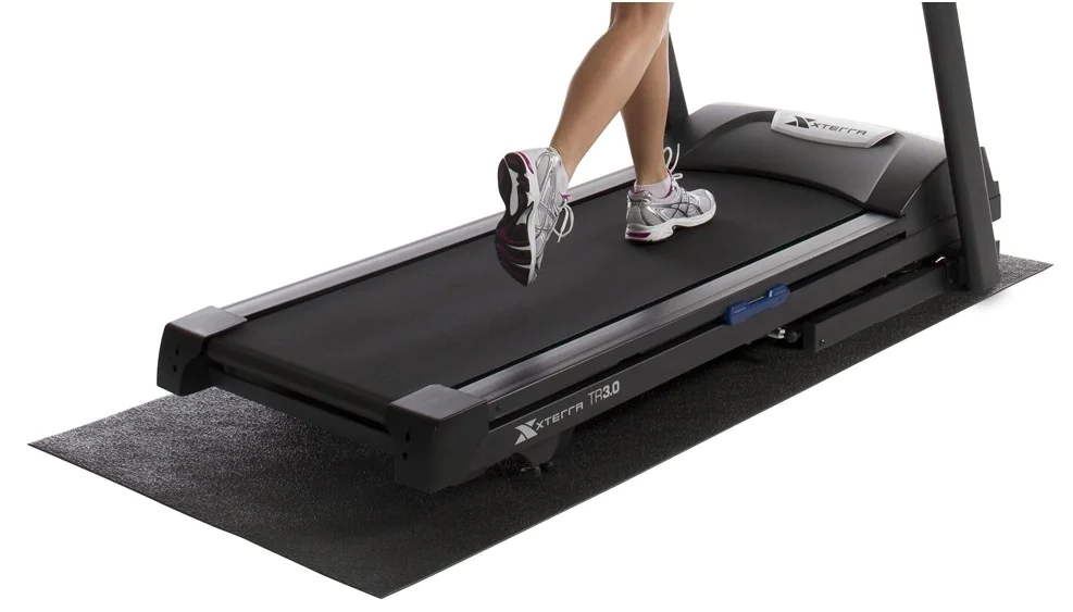 Cardio equipment mats made from recycled rubber, plastic and vinyl for treadmills, ellipticals, steppers and exercise bikes