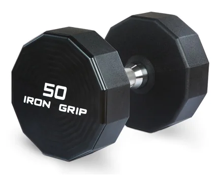 Iron Grip multi-sided urethane solid steel dumbbells for government and club use.