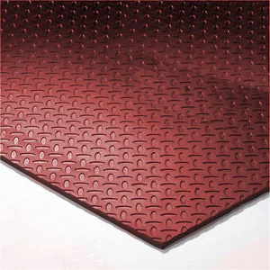 Virgin rubber gym flooring with solid colors and different patterns like diamond plate and pebble grain finish