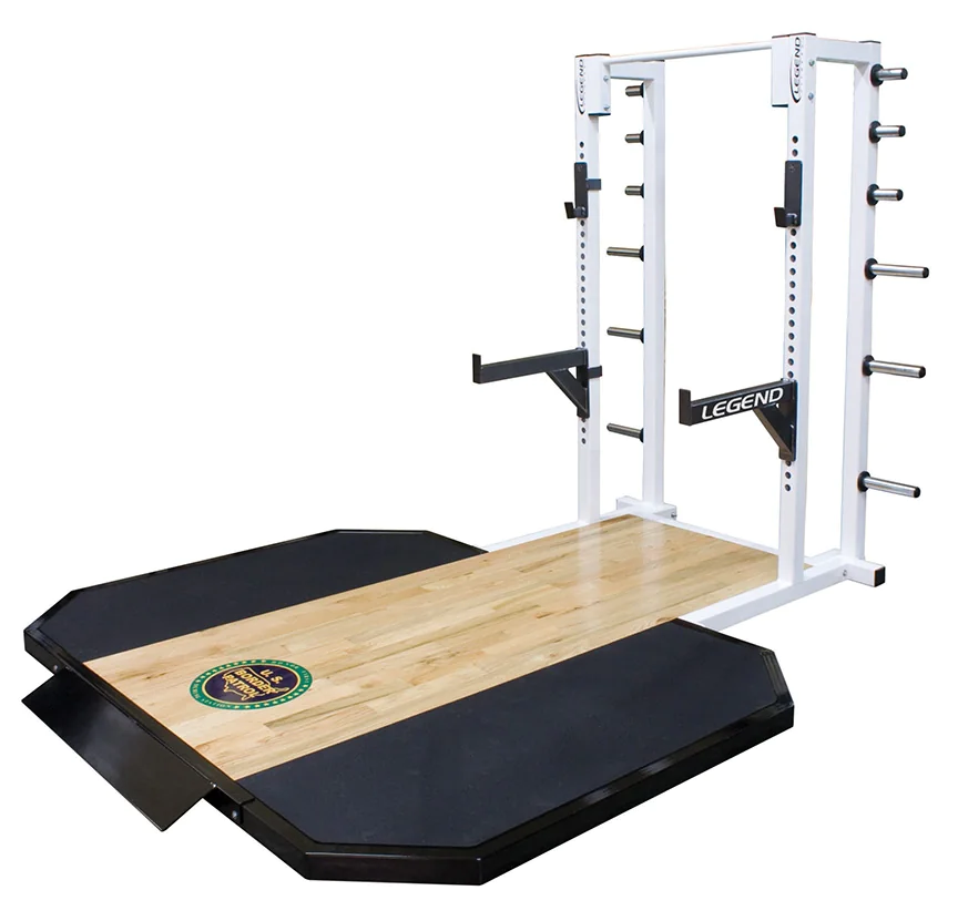 Legend Fitness power rack with weightlifting platform
