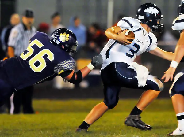 High school football team during a game