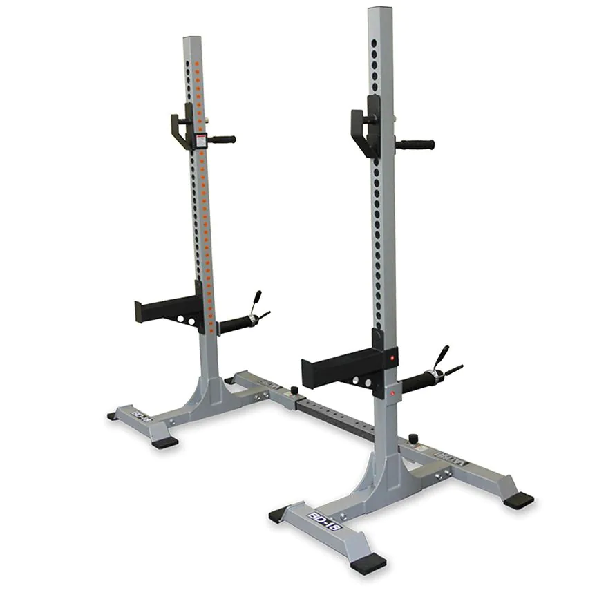 Squat Stand Towers with Dip Handles, Spotter Bars, Dip Handles and Storage Pegs