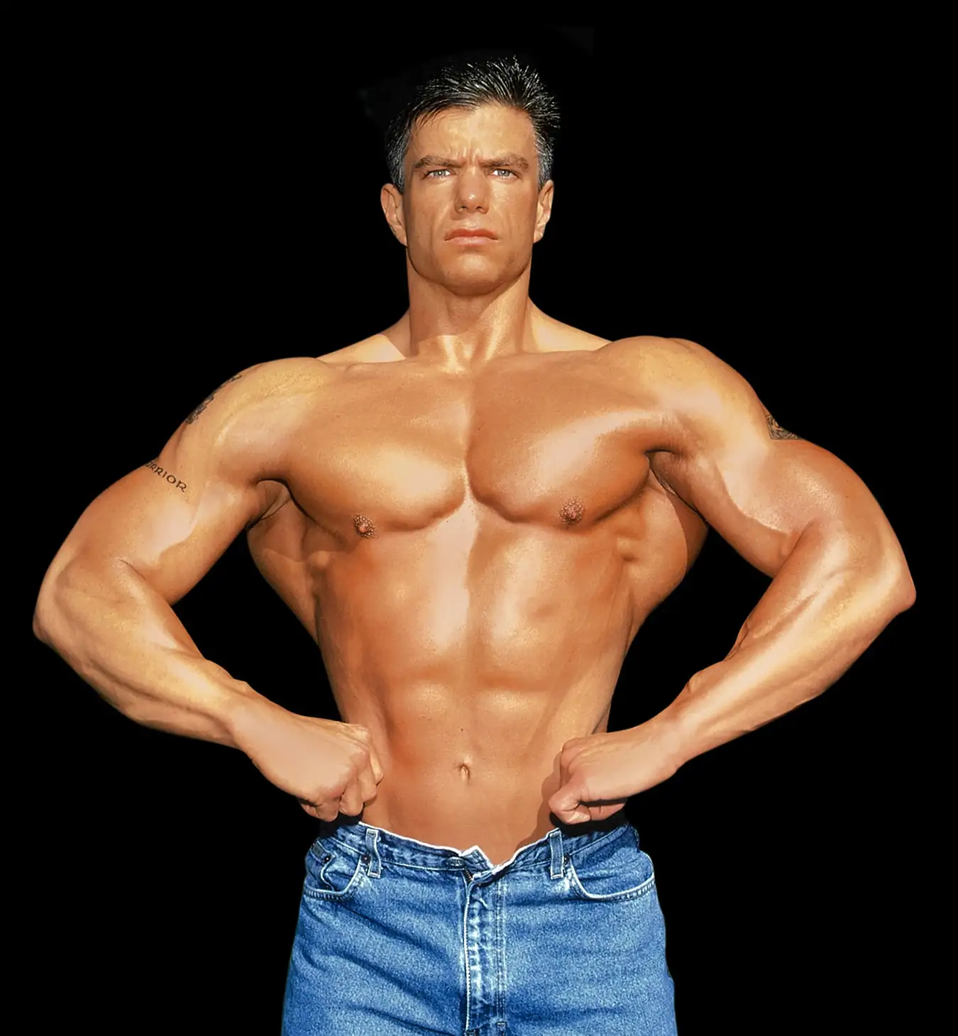 Drug-free bodybuilder Rich Fitter posing in October 1999