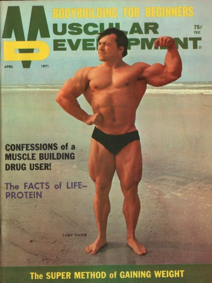 Casey Viator posing on a bodybuilding magazine cover