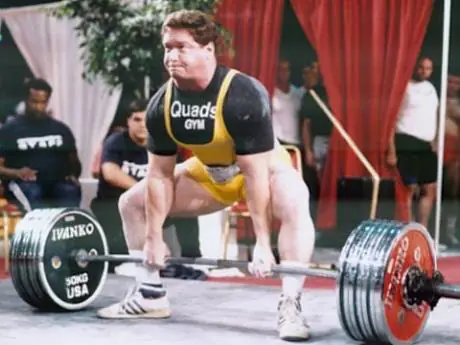 Ed Coan launching a sumo deadlift in competition