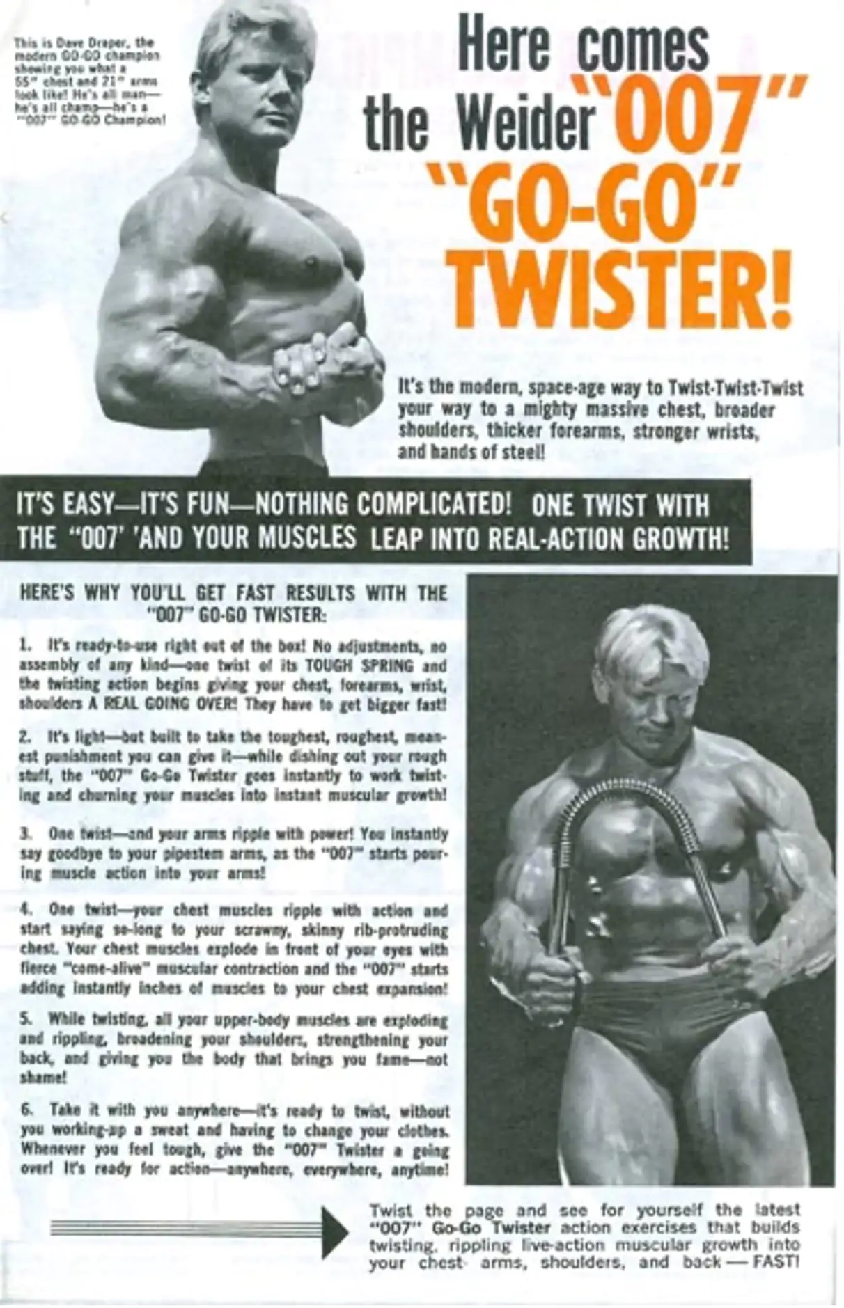 Dave Draper using Joe Weider 007 Go Go Twister