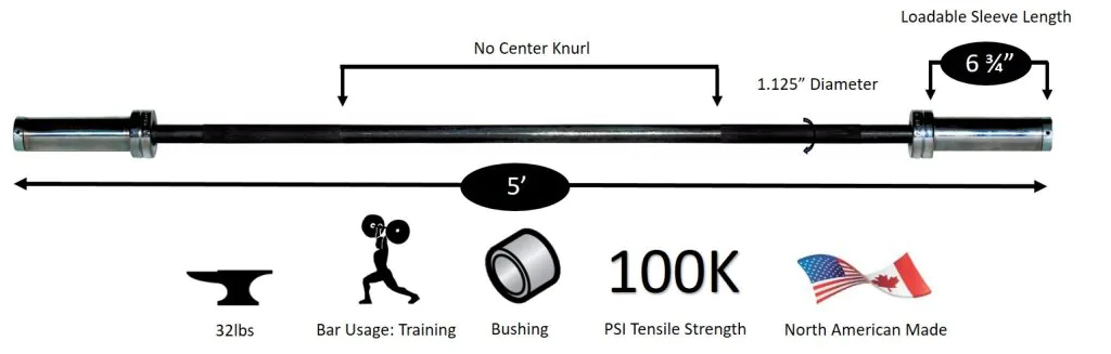 York Barbell 32123 5' International Olympic Weightlifting Ba