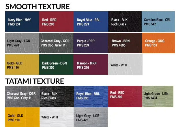 Dollamur FLEXI-Roll Smooth and Tatami Texture Color Chart