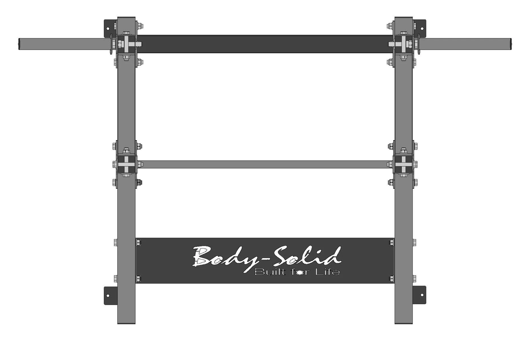 Body-Solid SPR500BACK Half Rack with Back Extension Floor Plan Top View