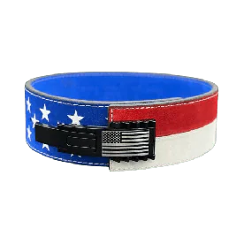 United States Flag Weightlifting Belt Featuring a Black PAL V2 Lever for Secure Support and Adjustment