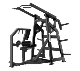 Black Arsenal Strength 8004 Reloaded Multi‑Grip Pulldown/High Row — Plate‑Loaded Iso‑Lateral Lat Machine with Knurled Grips, Angled Chest Pad, Adjustable Seat & Thigh Pads