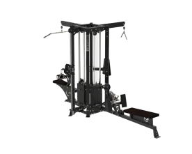 Defiant Strength 4-Stack Multi-Station by TKO, Showcasing its Durable Steel Frame and Multiple Workout Stations for Up to Four Users