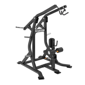 Universal Lat Pulldown Machine Featuring Independent Lever Arms, Adjustable Thigh Pads, and Multiple Handgrip Options