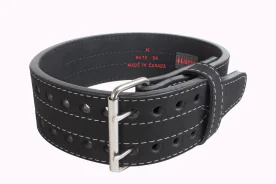 Grizzly 8472-8474 4-Inch Double Prong Powerlifting Belt Made of 13mm Thick Genuine Leather with Reinforced Stitching for Heavy Strength Training Support