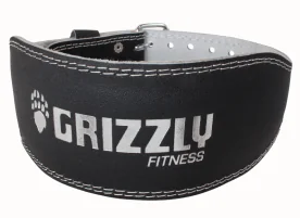 Grizzly 8446-04 6-Inch Padded Leather Weightlifting Belt with Double Stitching and Adjustable Buckle for Lower Back Support During Heavy Strength Training