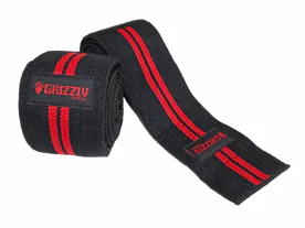 Grizzly 8660-04 Red Line Knee Wraps Made of 3-Inch Wide Heavy-Duty Elastic with Hook and Loop Closure, Designed for Knee Support During Powerlifting and Squats