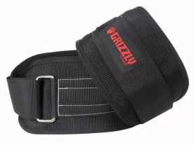 Grizzly 8836-04 Bear Hugger 6-Inch Weightlifting Belt Made from Heavy-Duty Nylon Webbing with Steel Roller Buckle and Velcro Closure for Secure Back Support During Strength Training