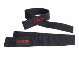 Grizzly 8610-BLK Black Cotton Lifting Straps Made from 1.5-Inch Military-Grade Webbing with Loop Design for Secure Grip During Weightlifting and Strength Training