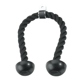 Grizzly 8608-8608L Tricep Rope Cable Attachment with Dual Rubber Ball Grips and Steel Connector, Featuring Black Woven Rope for Strength Training Exercises